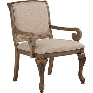 Kensington Hill Diana Beige Upholstered Wood Arm Traditional Accent Chair - 1 of 4
