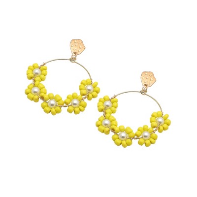 SOHI Women's Yellow Flower Drop Earrings
