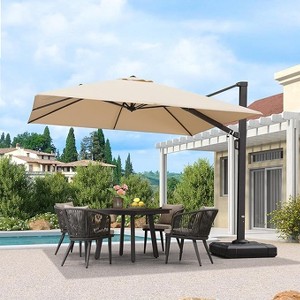 PURPLE LEAF Square Patio Umbrella with Base Large Outdoor Offset Umbrella 360-degree Rotation Cantilever Umbrella for Garden Deck Backyard Pool - 1 of 4