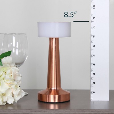 Copper 8.5" Cordless Touch Sensor Saucer Desk Lamp