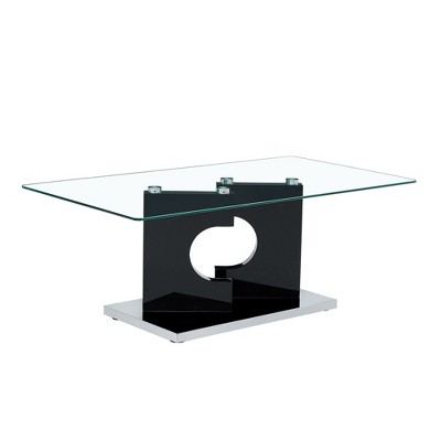 NicBex 47.2Inch Modern Rectangular Dining Table with Glass Tabletop for Kitchen,Meeting Living Room