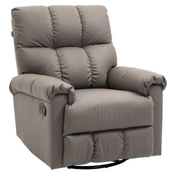 HOMCOM Lifted Footrest & 360 Swivel Rotation Function Recliner Chair, Faux Leather Sofa Recliner