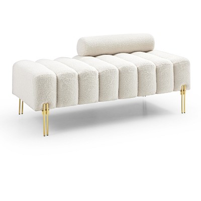 NicBex Modern 53.2" Bedroom Bench Accent Stools with Gold Metal Legs for Bedroom and Entryway