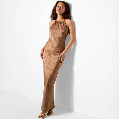 Women's Jacquard Maxi Empire Waist Dress - Wild Fable™ Brown Floral