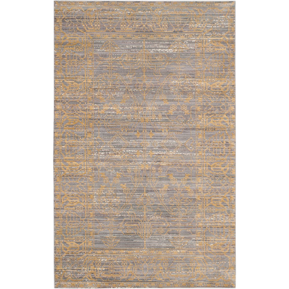 6'x9' Floral Loomed Area Rug Gray/Gold - Safavieh