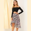 INSPIRE CHIC Women's High Low Hem Elastic Waist Lurex Chiffon A-Line Midi Floral Skirt - 4 of 4