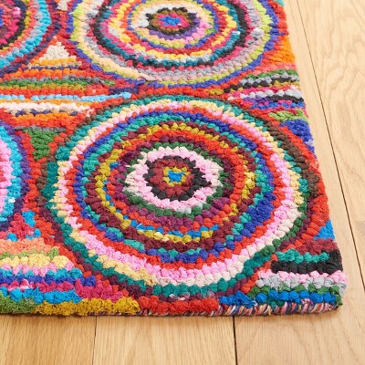 Handmade Red Cotton Tufted Square Area Rug 4' x 4'