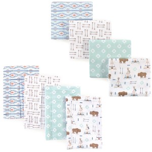 Hudson Baby Infant Boy Cotton Flannel Burp Cloths and Receiving Blankets, 8-Piece, Moose, One Size - 1 of 1