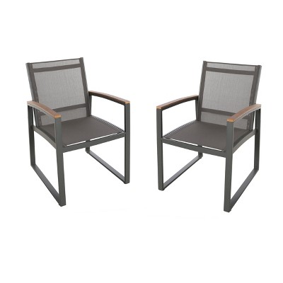 NicBex Outdoor Aluminum Dining Chairs All Weather Conversation Chairs with Armrest for Patio,Outdoor,Gray