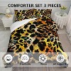 Acoinel 3 Pcs Leopard Print Lightwight Ultra Soft Comforter Set with 2 Pillowcases, FULL, Orange - 2 of 4