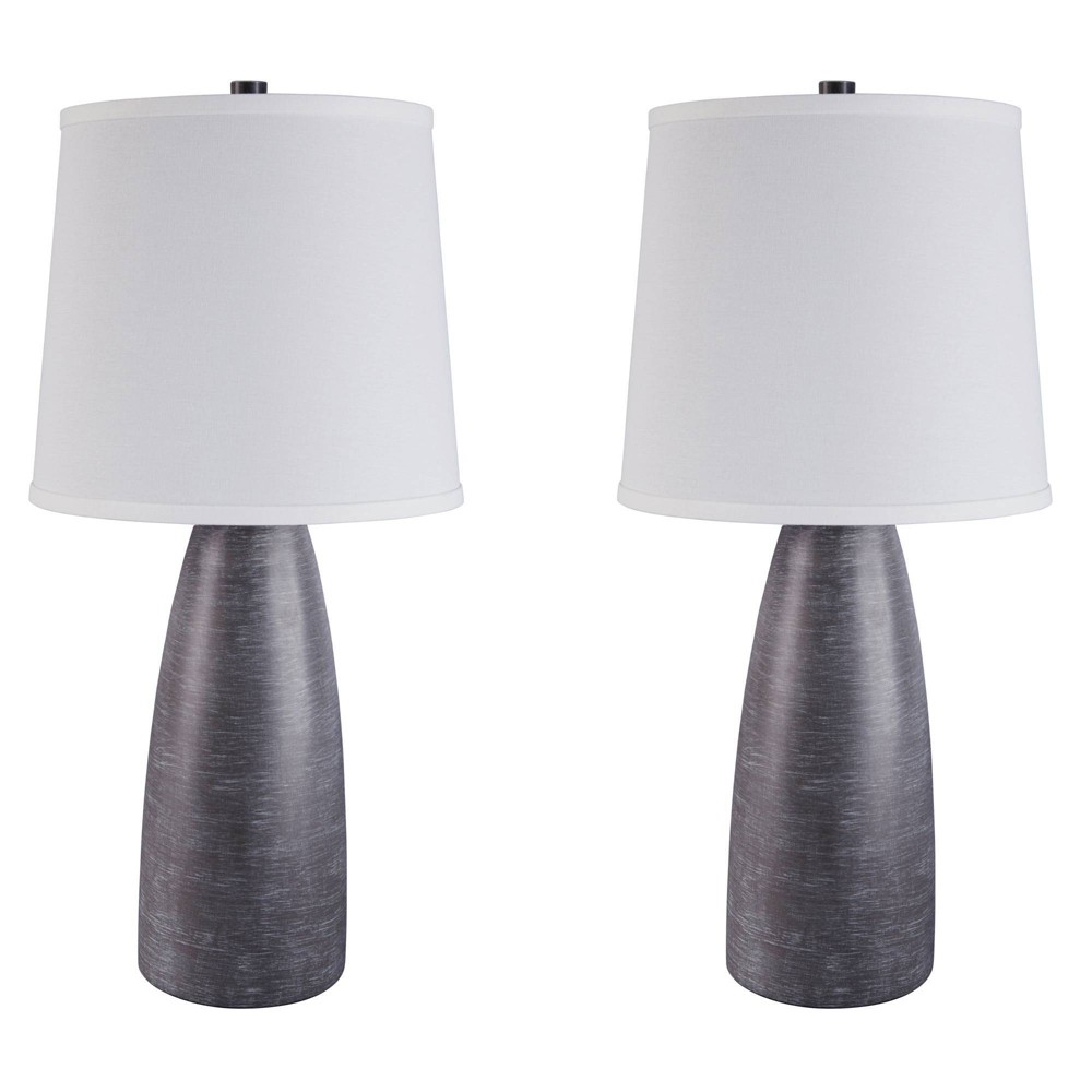 Photos - Floodlight / Street Light Set of 2 Shavontae Poly Table Lamps Gray - Signature Design by Ashley