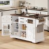 Rolling Kitchen Island Cabinet with Outlet,Kitchen Storage Cart, Mobile Storage Cart with Glass Doors for Kitchen or Dining Room-The Pop Home - 3 of 4