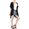 LA LEELA Women's Summer Open Front Holiday Beachwear Short Bathing Suit Duster Cardigans Vacation Swimwear Cover ups XL-XXL Black, Solid - 2 of 3