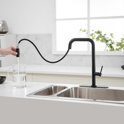 Matte Black Nickel Mid-Arc Pull-Out Spray Kitchen Faucet