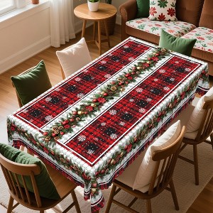 LOVEVOOK Holiday Tablecloth Christmas Table Cloths, Washable Polyester Fabric Table Covers for Dining, Party Holiday Decor - 1 of 4