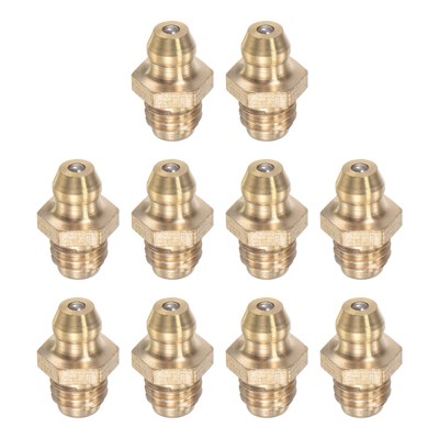 Unique Bargains Brass Straight Hydraulic Grease Fitting Accessories 10 Pcs