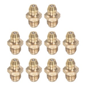 Unique Bargains Brass Straight Hydraulic Grease Fitting Accessories 10 Pcs - 1 of 4