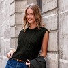 Women's Beige Fall Sleeveless Cable Knit Sweater Vest - Cupshe - 4 of 4