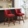 Set of 2 Counter Height Bar Stools, Elegant Linen Upholstered Swivel Chair with Rubberwood Legs - ModernLuxe - 4 of 4