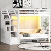 TIRAMISUBEST Full XL Size Loft Bed with Storage Staircase and Full Size Murphy Bed, Wood Bunk Bed With LED Light and Storage Staircase - 3 of 4