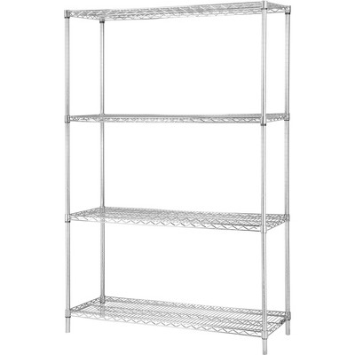 Lorell Industrial Wire Shelving Starter Kit 4 Shelf/Post 36"x24" CE 84184