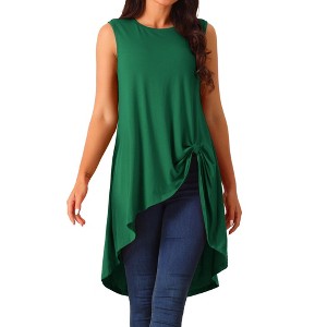 Seta T Women's High Low Hem Sleeveless Crew Neck Dressy Casual Shirts - 1 of 4