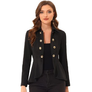 INSPIRE CHIC Women's Open Front Decor Buttons High Low Hem Steampunk Gothic Jacket - 1 of 4