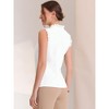 Allegra K Women's Summer Solid Ruffle Round Neck Sleeveless Button Up Shirt - 3 of 4