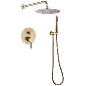 1-Handle 2-Spray Rain Shower Faucet and Hand Shower Combo Kit in Brushed Nickel (Valve Included) - 1 of 4