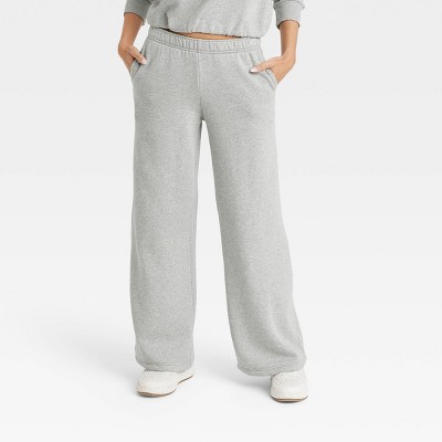 Women's High-rise Wide Leg French Terry Sweatpants - Wild Fable™ Heather  Gray L : Target