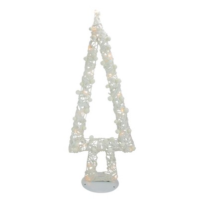 Northlight 34" Pre-Lit White Battery Operated Glittered Christmas Tree Decor