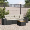 vidaXL Patio Sofa Set with Cushions Outdoor Furniture 5 Piece Poly Rattan - Black and Cream - 2 of 4