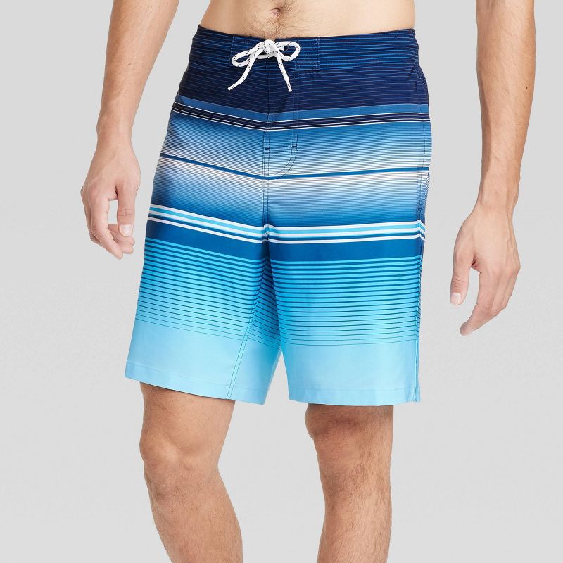Men's 9" Striped Swim Shorts - Goodfellow & Co™ Navy Blue, 1 of 4