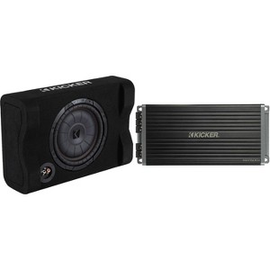 Kicker 48CVTDF102 CVTDF 10" Sub Down Firing enclosure w/ 500 Watt Key Amp Bundle - 1 of 4