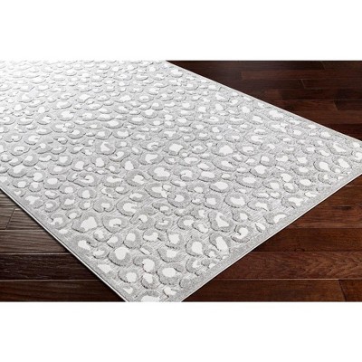 Gray Geometric Hand-knotted Synthetic Fur Area Rug 5' x 7'