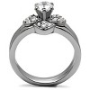 Slickblue Clear CZ Round Wedding Ring Set for Women - 5.25mm, Polished Stainless Steel, Size 5-10 - 4 of 4