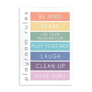 Stupell Industries Bold List of Playroom Rules Kids Rainbow Stripes Wall Plaque Art, 10" x 15" - 1 of 4