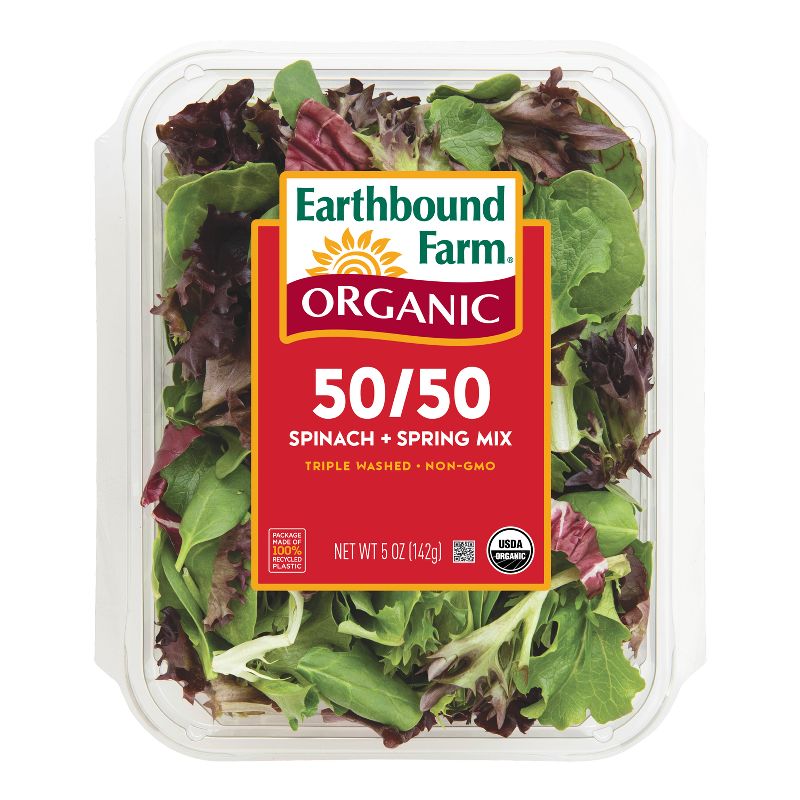 Earthbound Farm Organic Half &#38; Half Baby Spinach &#38; Spring Mix - 5oz, 1 of 2