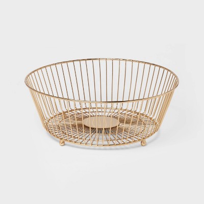 Iron and Mangowood Wire 2-Tier Fruit Basket with Banana Hanger Black -  Threshold™