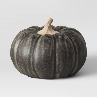 Medium Glazed Ceramic Pumpkin Black - Threshold™