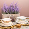 Sparkle and Bash Set of 6 Vintage Floral Tea Cups and Saucers for Tea Party Supplies, Bridal Showers & Garden Parties- Blue, Pink, 8oz - 4 of 4