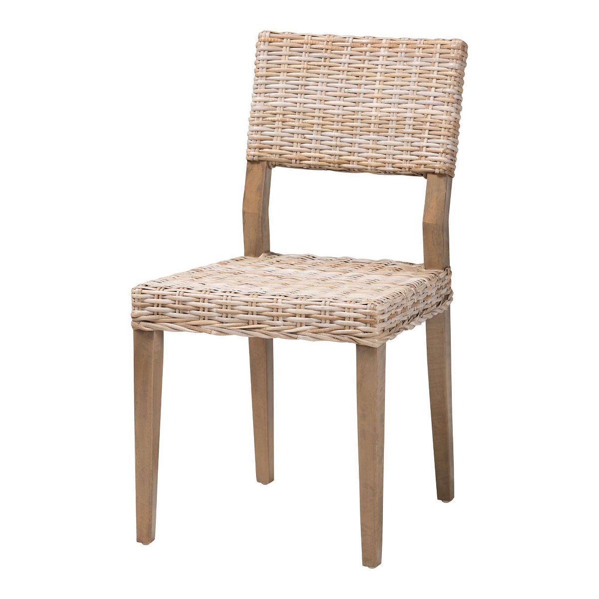 bali & pari Barossa Rattan and Mahogany Wood Dining Chair Kubu Gray/Rustic Taupe - thumbnail 2