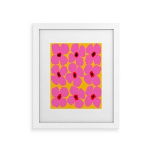 Deny Designs Maritza Lisa Abstract Pink Flowers with Yellow Framed Wall Art Print - 1 of 4