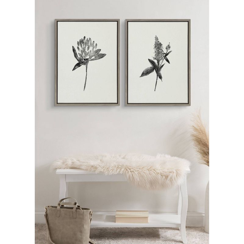 (Set of 2) 18&#34; x 24&#34; Sylvie Vintage Botanical 1 and 2 Framed Canvas Gray - Kate &#38; Laurel All Things Decor, 6 of 8