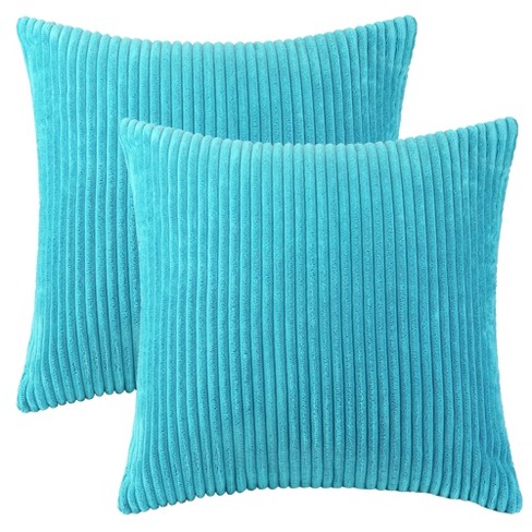 Soft Corduroy Corn Striped Velvet Series Decorative Throw Pillow, 18 inch x 18 inch, Orange, 2 Pack