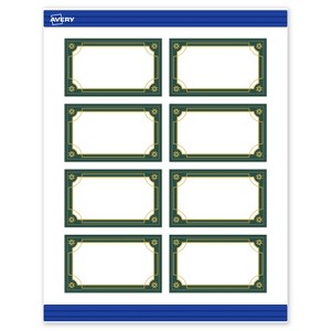 Avery Business Cards, 2" x 3.5", Gold-Green Border, Matte, 80ct - 1 of 4