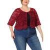 Agnes Orinda Women's Plus Size Round Neck Sheer 3/4 Sleeve Lace Elegant Cardigans - 2 of 4