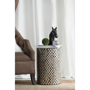 HDZNVF D14x20 inch Cylindrical Garden End Table, Accent Side Table, Black and Gold - 1 of 4