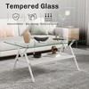 LIVAREEmlen Rectangle Coffee Table with Tempered Glass top and White Metal Legs, Modern Table for Living Room , Transparent Glass - 4 of 4