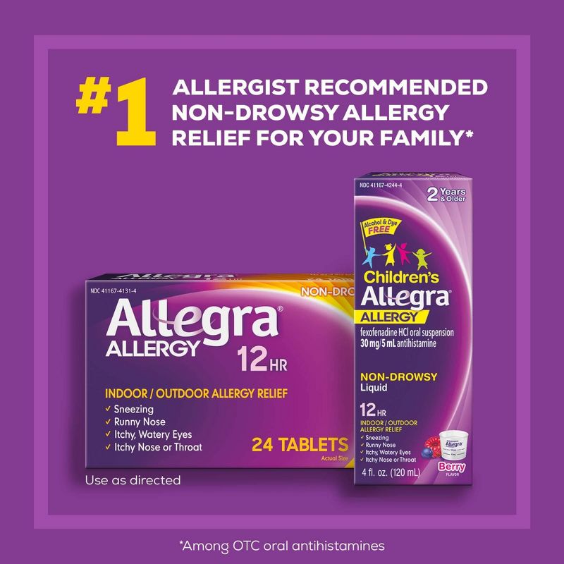 Allegra 12 Hour Allergy Relief Tablets - Fexofenadine Hydrochloride - 24ct, 4 of 7